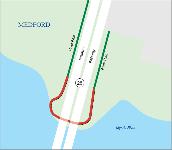 Medford: Shared-Use Path Connection at the Route 28/Wellington Underpass 